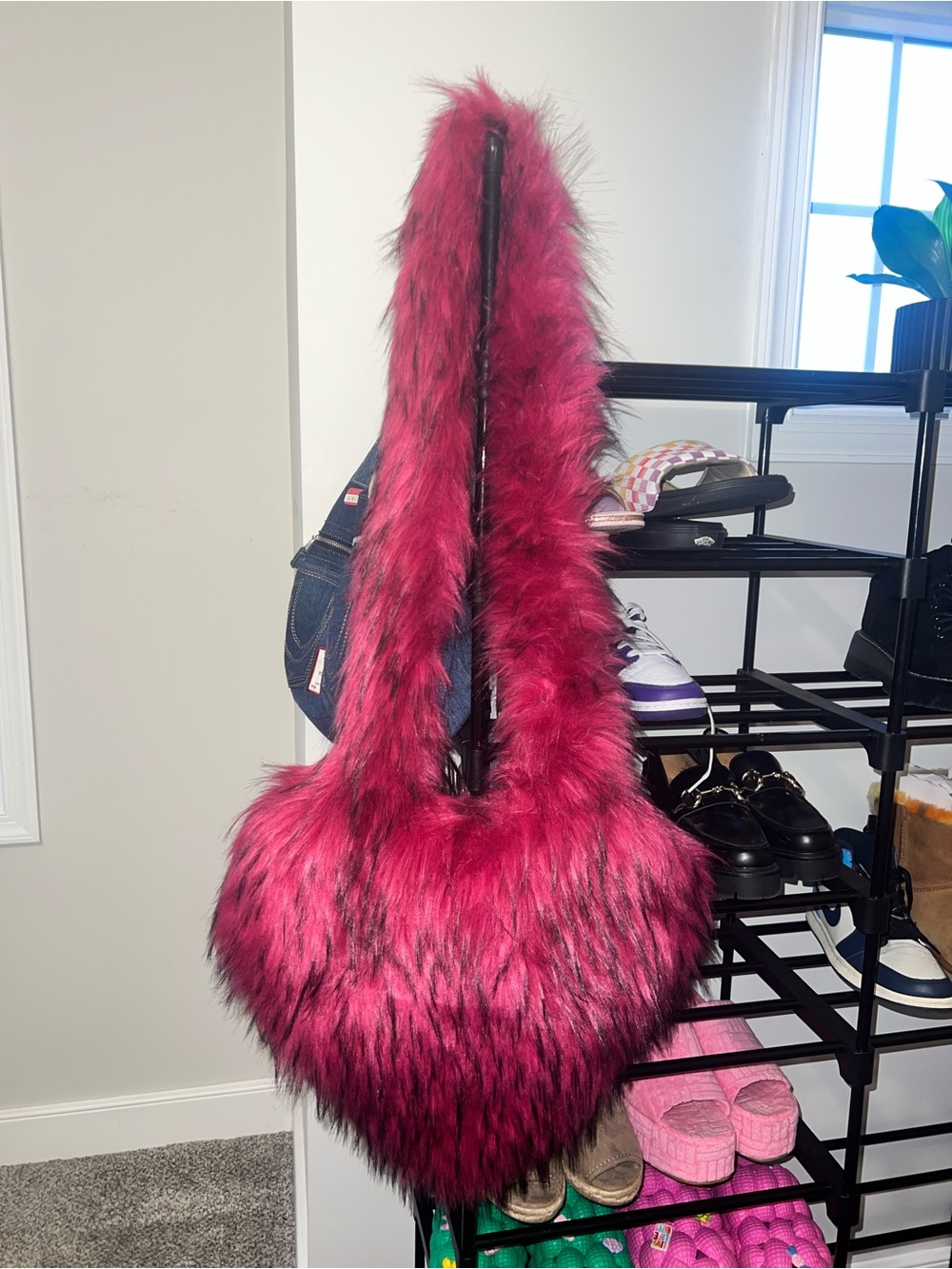 Y2K Hot Pink Faux Fur Shoulder Bag. Never used.